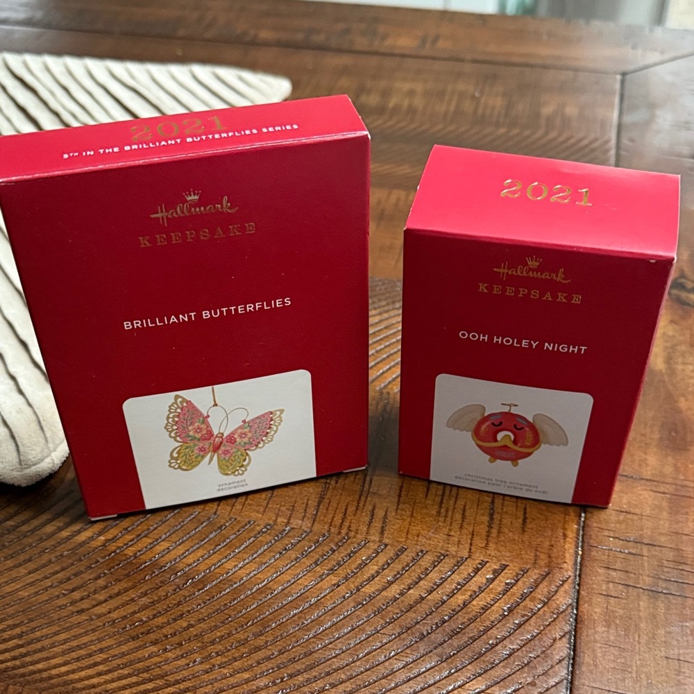Hallmark Keepsake Ornaments - Red Brilliant Butterflies & Ooh Holey Night